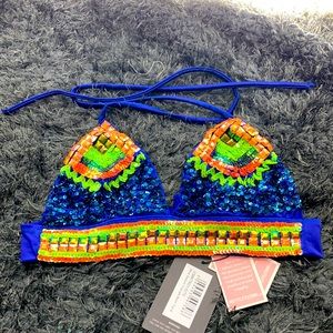 NWT sequin CARNIVAL inspired bikini top